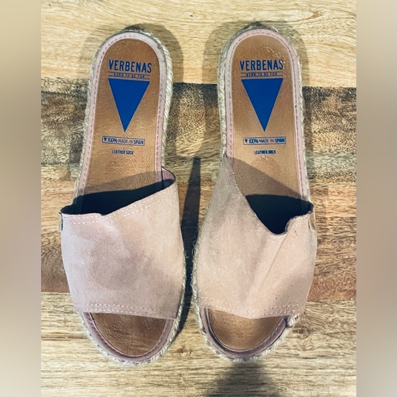Verbenas pink suede slip on espadrille Sandals 41 - Picture 2 of 9